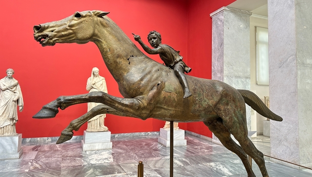 Bronze Statue of a Jockey and Horse