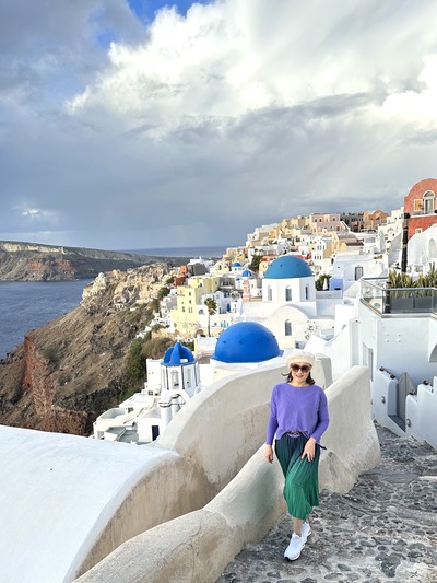 Double-blue-domed church