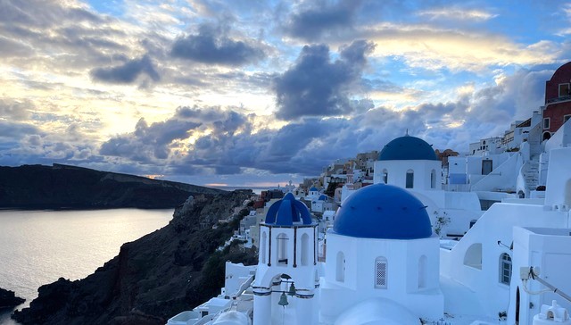 Oia double blue-domed church